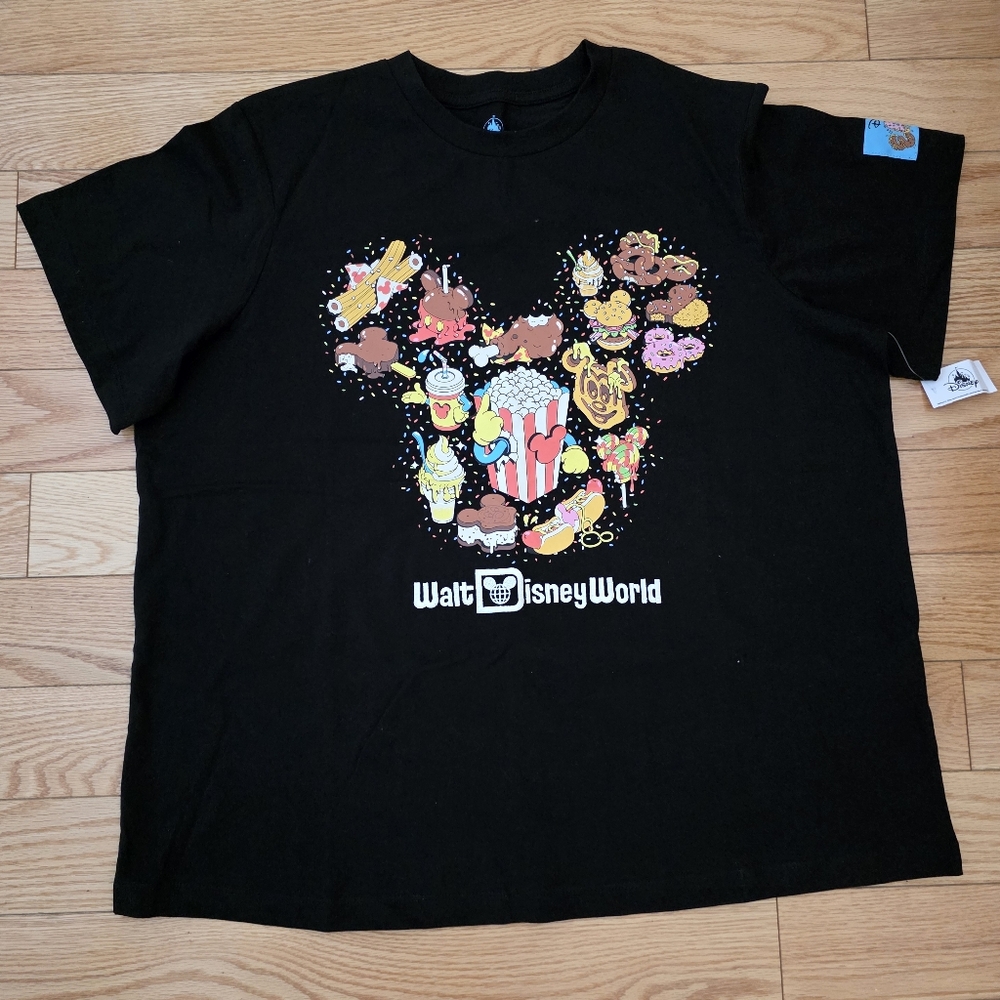 Walt Disney World Disney Eats Collection Black T-Shirt With Disney Snacks, Large